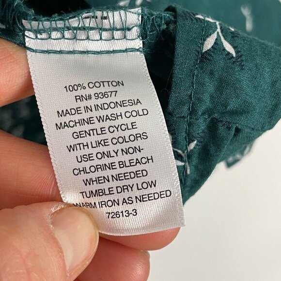 ANA Blouse Womens 2X Plus Green Floral Button Front Relaxed Balloon High Low Top - Picture 8 of 9